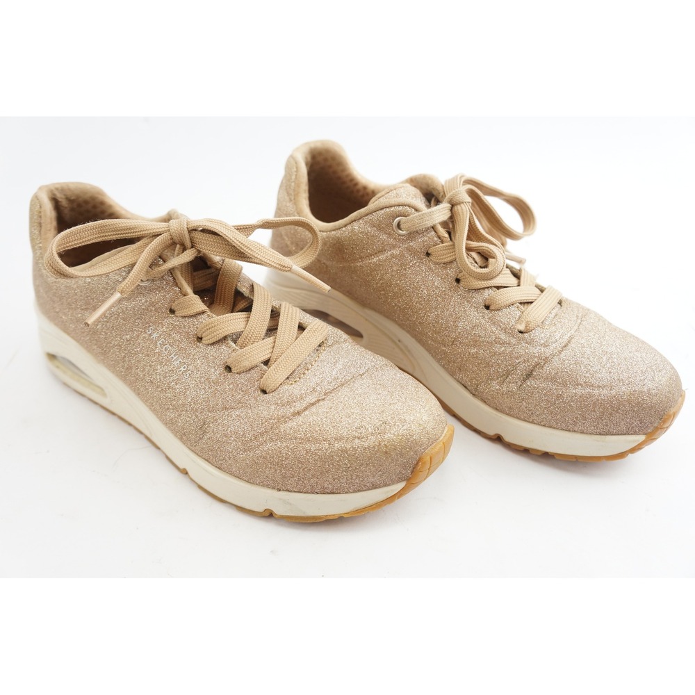 Skechers Uno Sneakers 6.5 Rose Gold Glitter Bomb Air Cooled Memory Foam Good